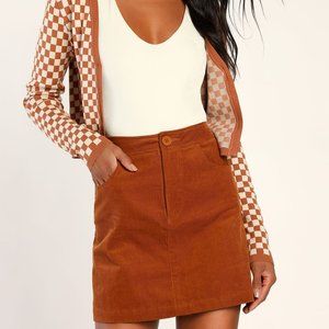 Lulu's rust brown corduroy mini skirt